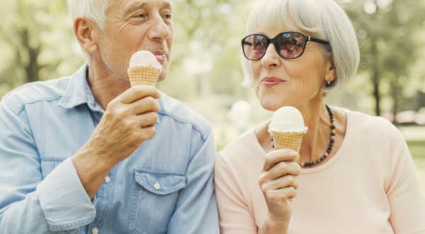 Mature Couple enjoying an ice cream cone