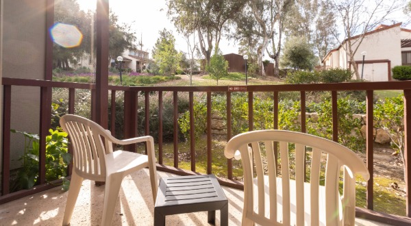 private patio with chairs