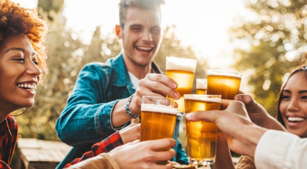 drinking beer with friends
